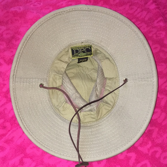DPC Dorfman Pacific Co vented wide brim hat Small safari sun cap strap khaki - Picture 8 of 10